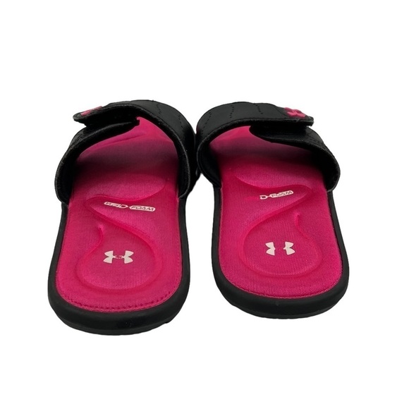 Under Armour Black Pink Surge Ignite IX Memory Foam Slides Size 3 Y Girl's - Picture 8 of 8